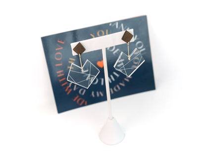 Clear Geometric Heart Earrings