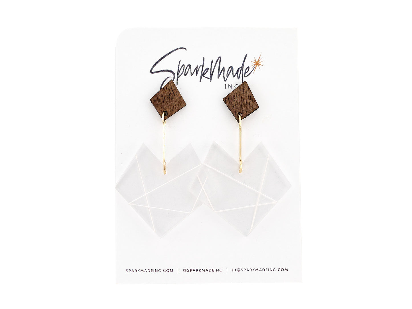Clear Geometric Heart Earrings