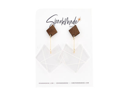 Clear Geometric Heart Earrings