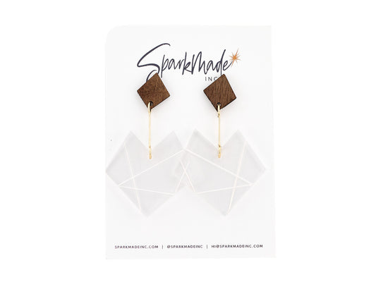 Clear Geometric Heart Earrings