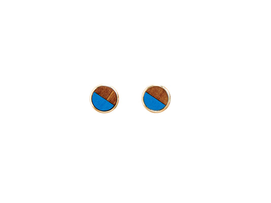 Color Split Hand Painted Stud Earrings - Blue