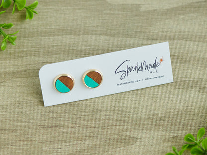 Color Split Hand Painted Stud Earrings - Green