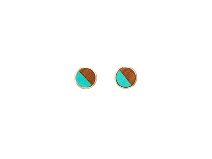 Color Split Hand Painted Stud Earrings - Green