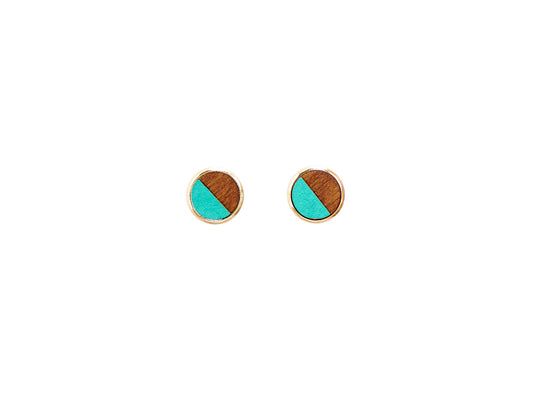 Color Split Hand Painted Stud Earrings - Green