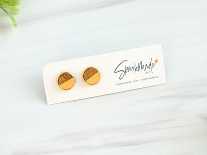Color Split Hand Painted Stud Earrings - Orange