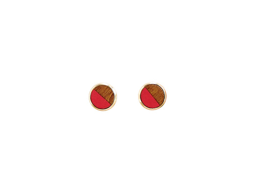 Color Split Hand Painted Stud Earrings - Red