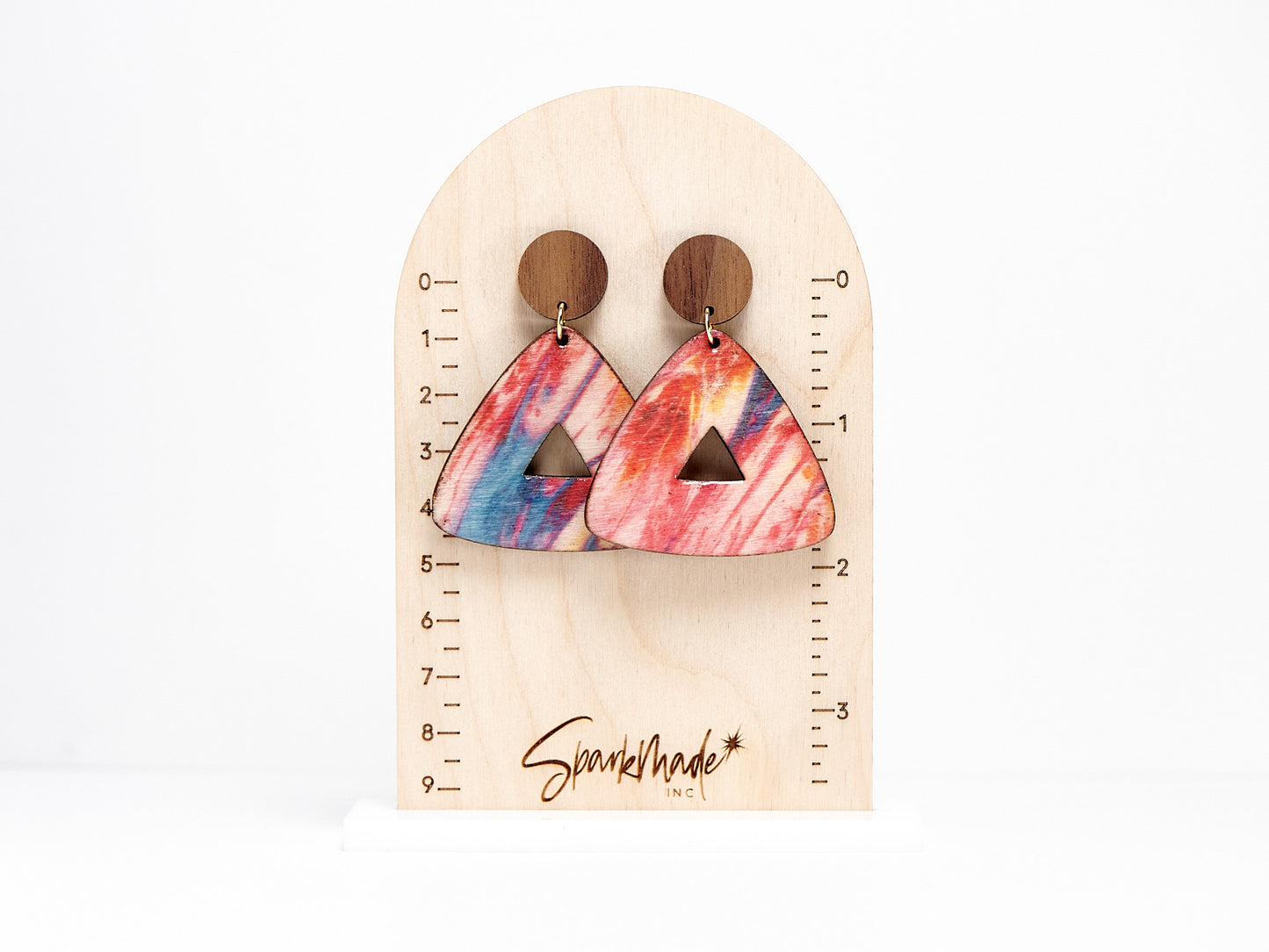Colorful Triangle Statement Earrings - Pink/Blue