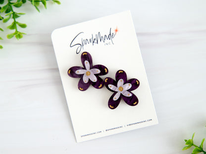 Fantasy Flower Earrings Purple