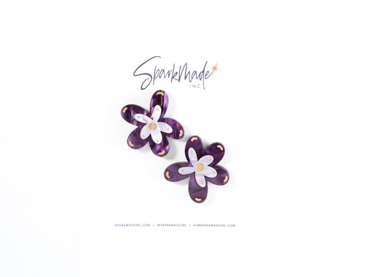 Fantasy Flower Earrings Purple