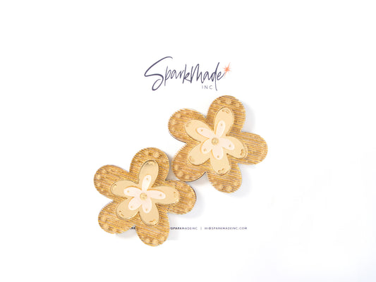 Fantasy Flower Statement Earrings Gold
