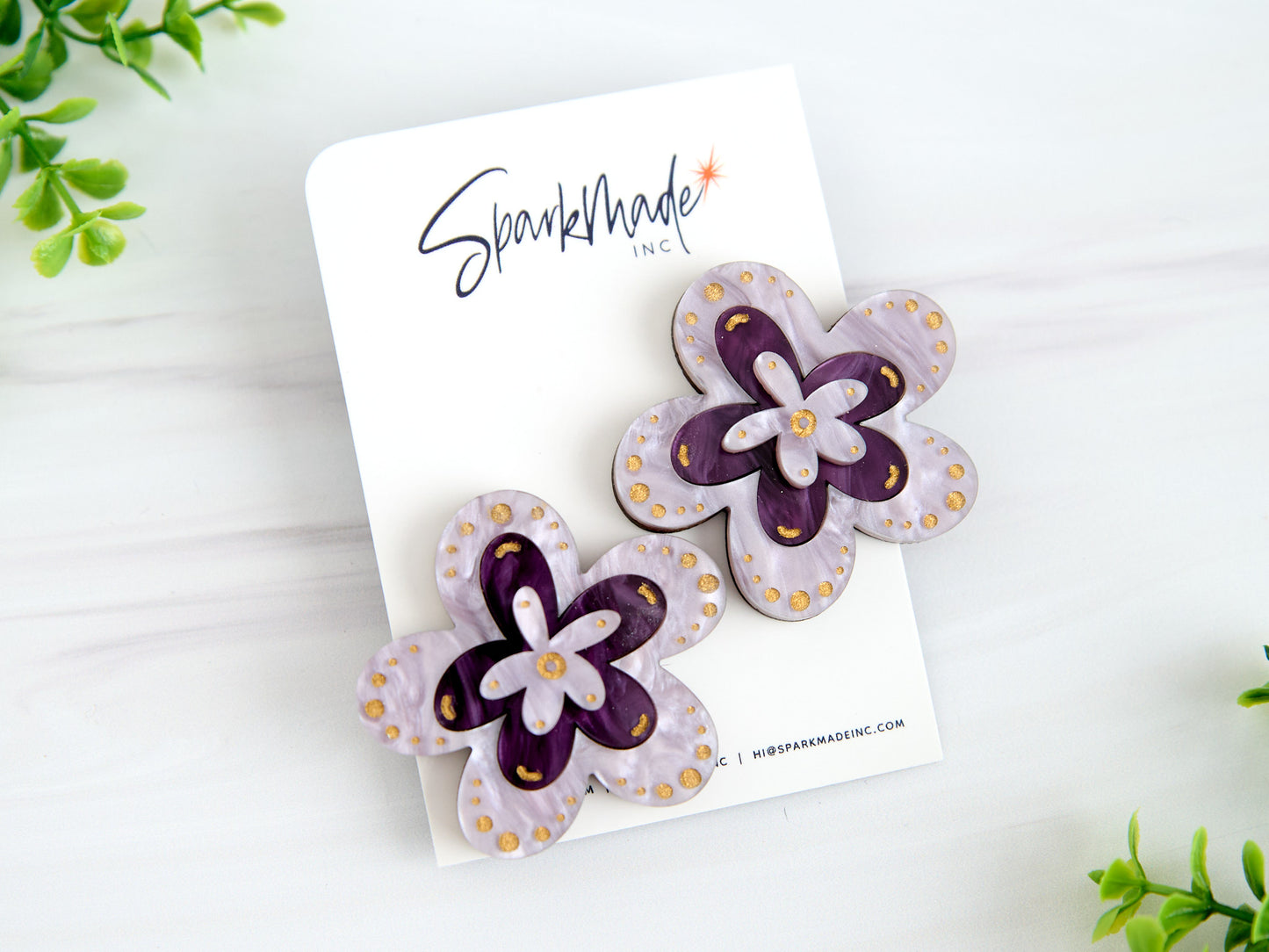 Fantasy Flower Statement Earrings Lavender