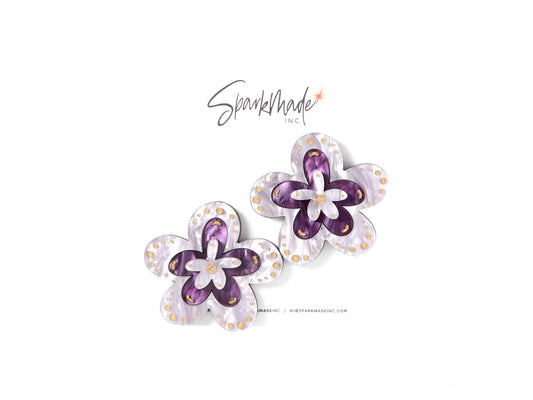 Fantasy Flower Statement Earrings Lavender