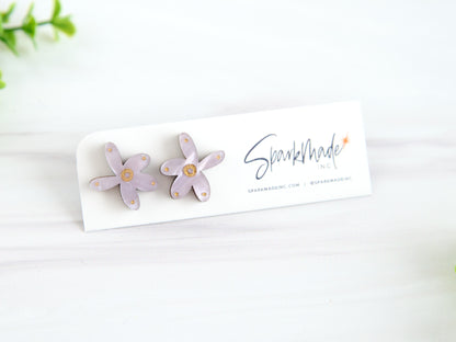 Fantasy Flower Stud Earrings Lavender