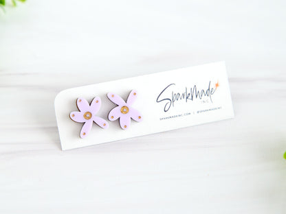 Fantasy Flower Stud Earrings Lilac