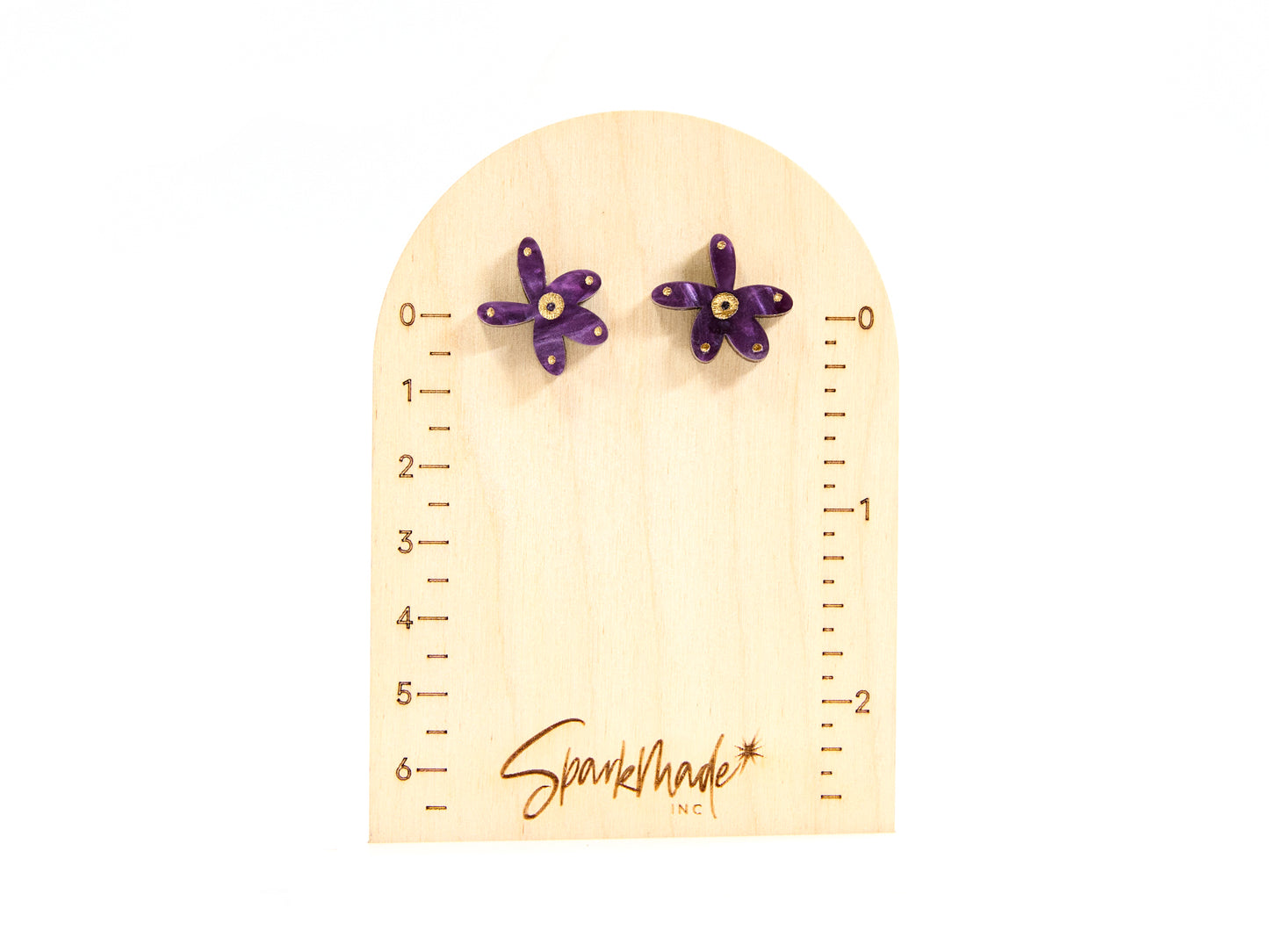 Fantasy Flower Stud Earrings Purple