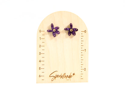 Fantasy Flower Stud Earrings Purple