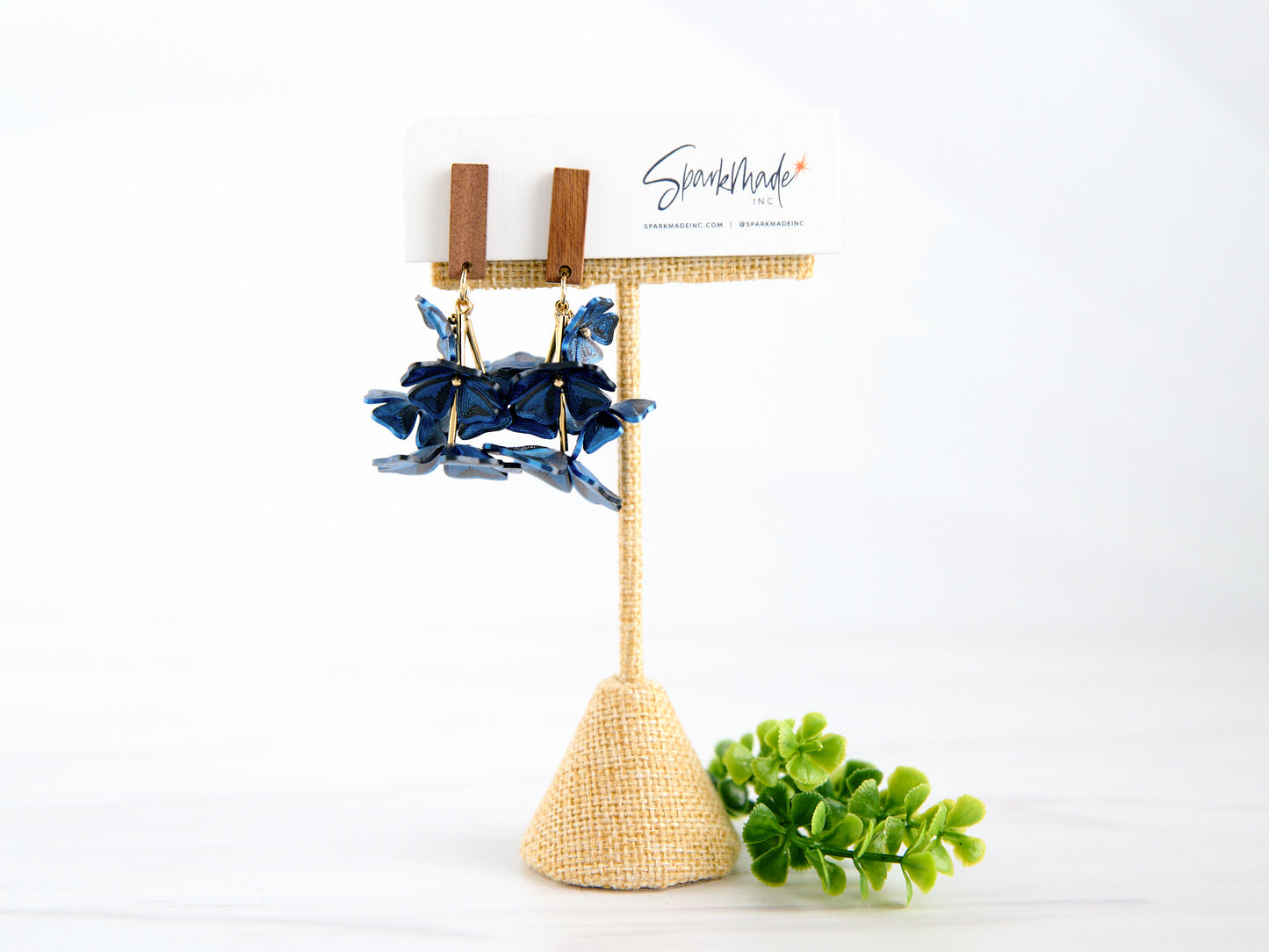 Five Flowers 3D Printed Earrings Blue
