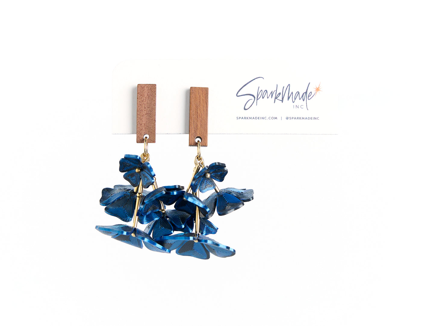 Five Flowers 3D Printed Earrings Blue