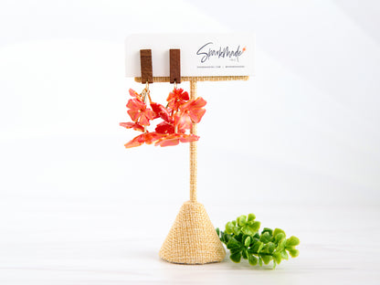 Five Flowers 3D Printed Earrings Orange