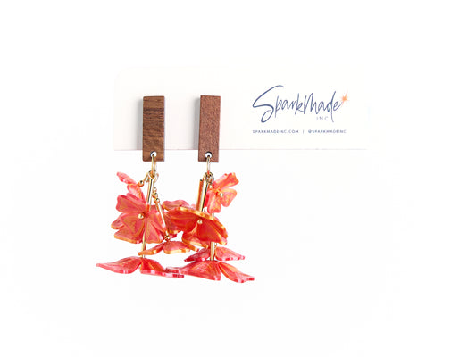 Five Flowers 3D Printed Earrings Orange