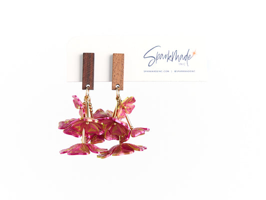 Five Flowers 3D Printed Earrings Pink