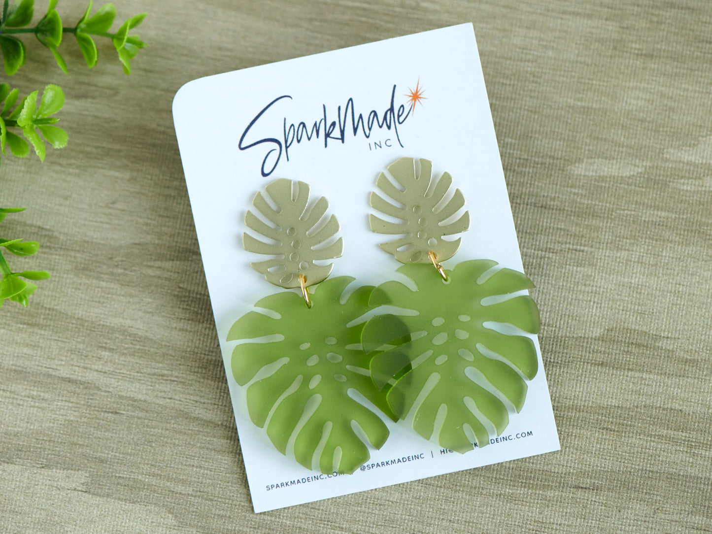 Frosted Monstera Statement Earrings