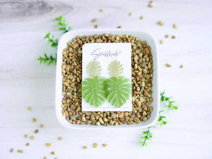 Frosted Monstera Statement Earrings