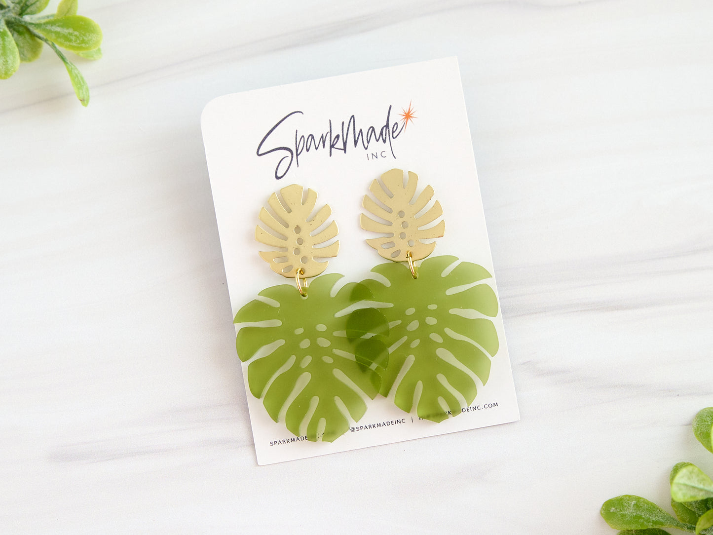 Frosted Monstera Statement Earrings