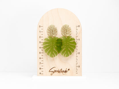Frosted Monstera Statement Earrings