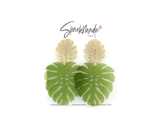 Frosted Monstera Statement Earrings