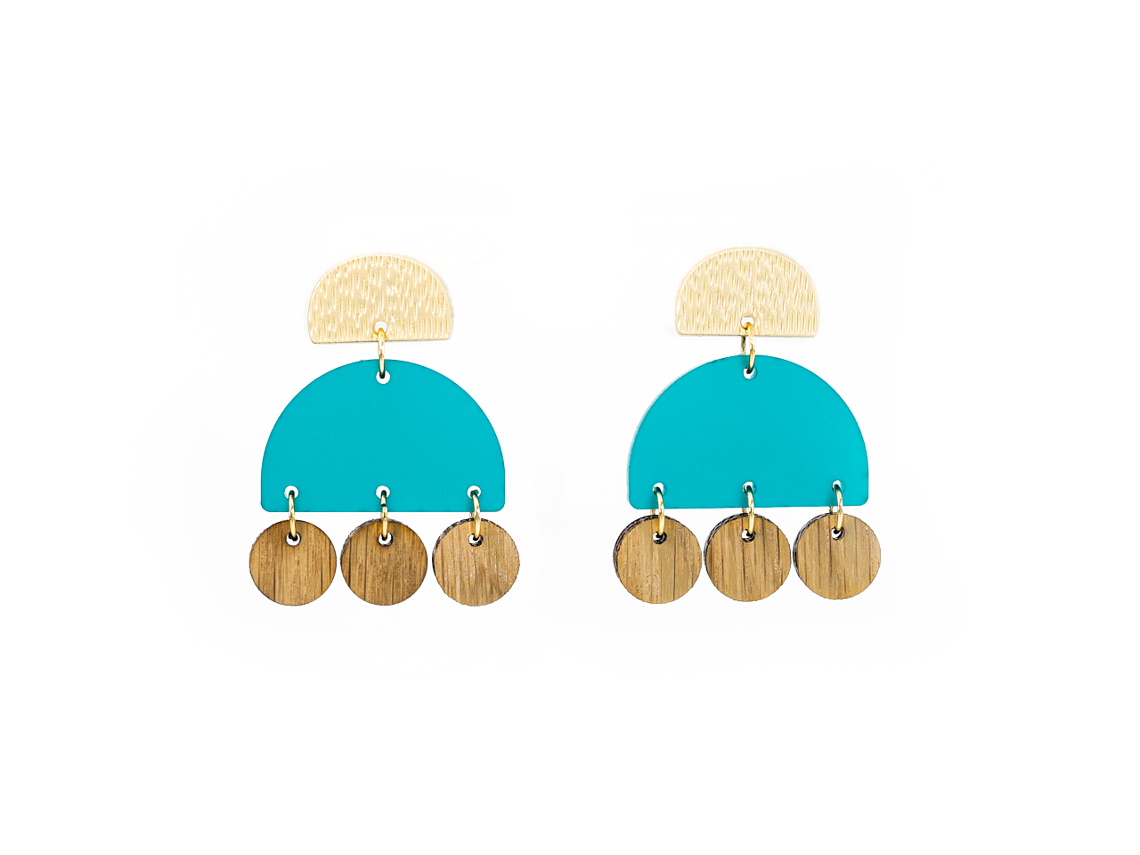 Frosted Summer Acrylic & Wood Earrings - Teal