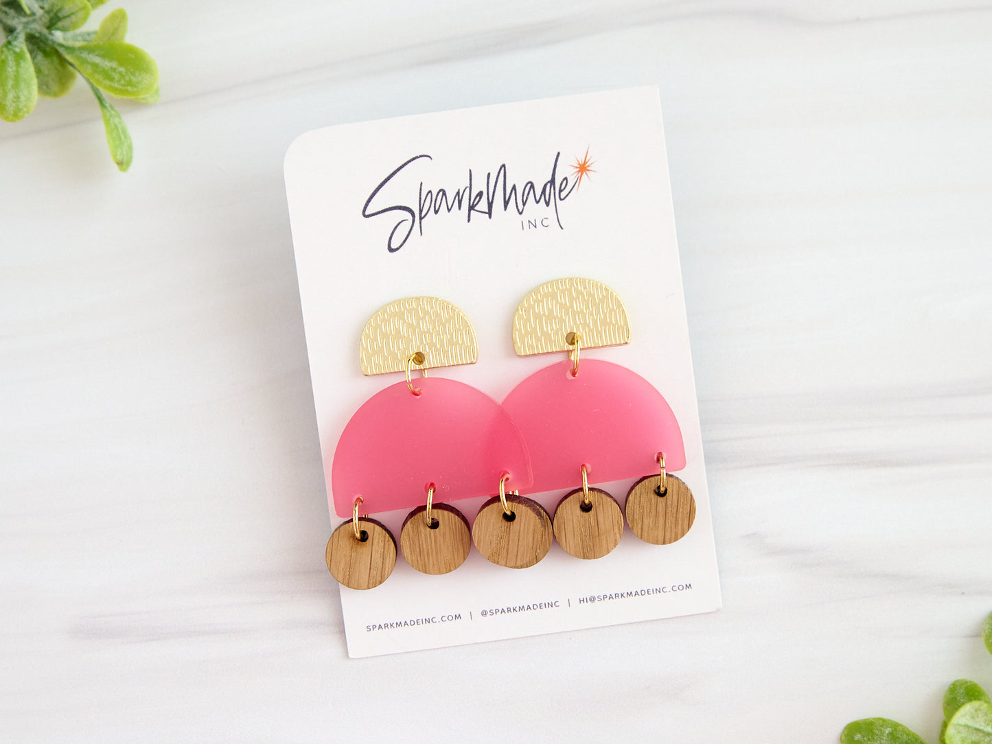 Frosted Summer Acrylic & Wood Earrings
