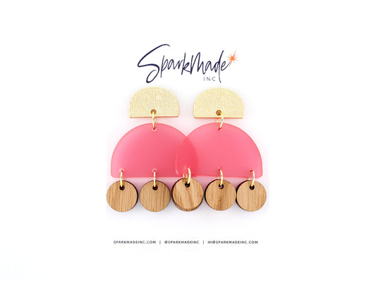 Frosted Summer Acrylic & Wood Earrings