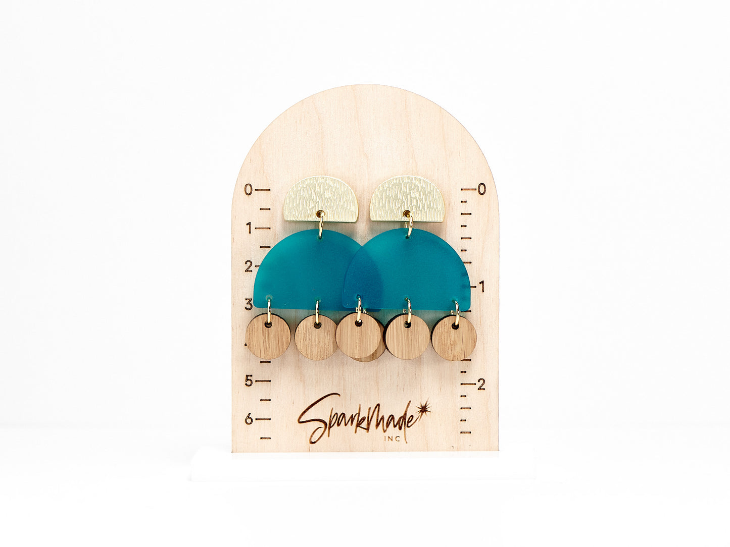 Frosted Summer Acrylic & Wood Earrings - Teal