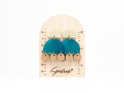 Frosted Summer Acrylic & Wood Earrings - Teal