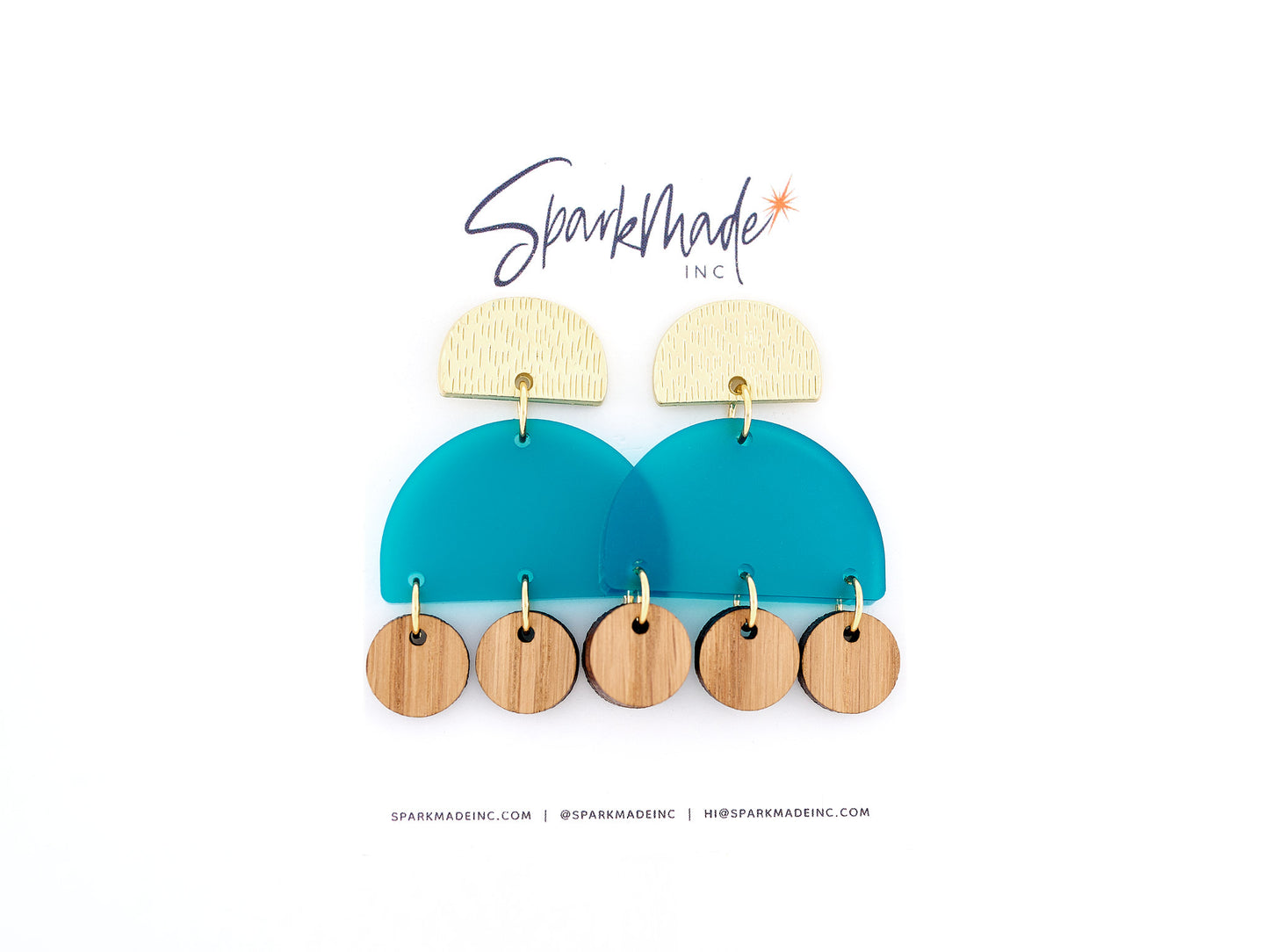 Frosted Summer Acrylic & Wood Earrings - Teal