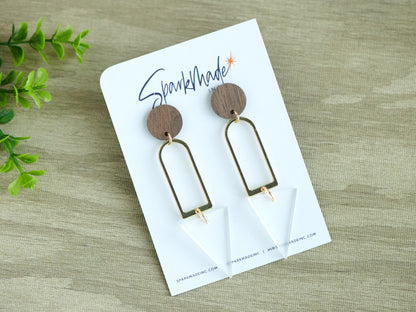 Frosted Triangle Drop Earrings Clear