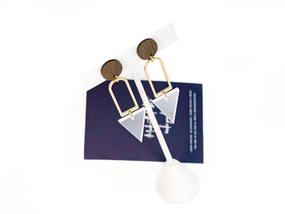 Frosted Triangle Drop Earrings Clear