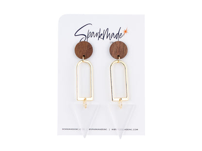 Frosted Triangle Drop Earrings Clear