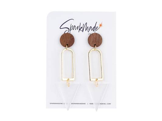 Frosted Triangle Drop Earrings Clear