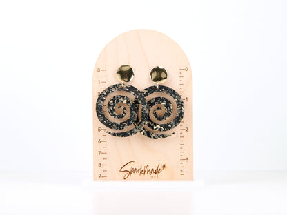 Gold & Black Swirl Earrings