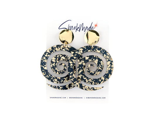 Gold & Black Swirl Earrings