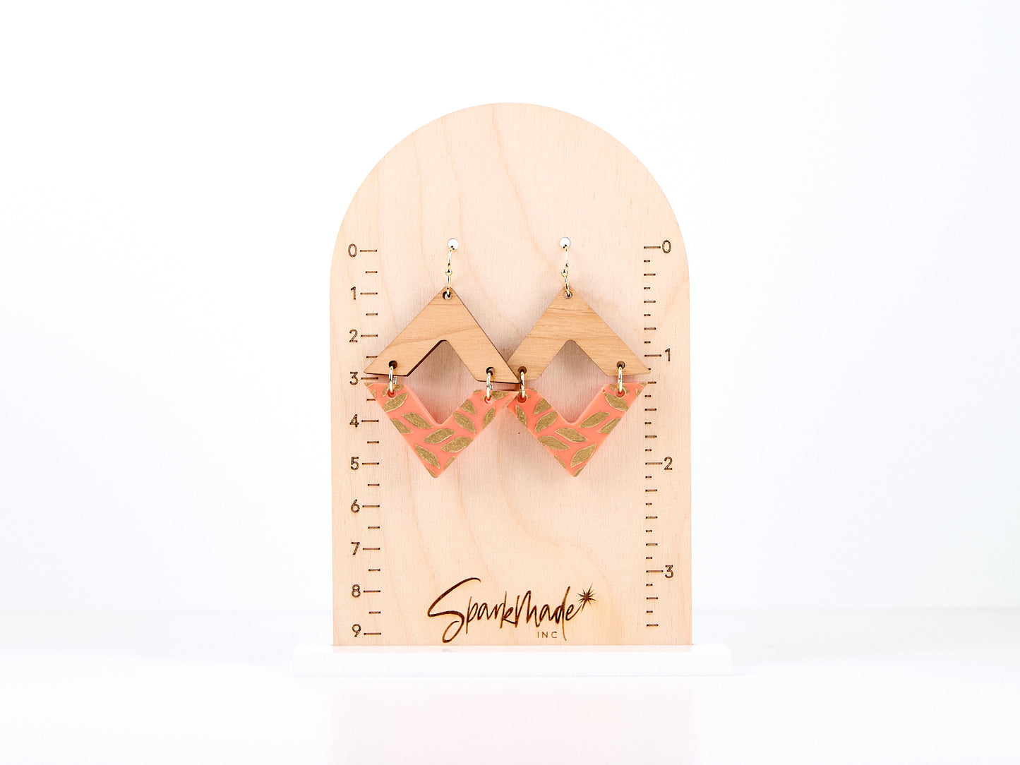 Golden Engraving Dangle Diamond Earrings - Orange