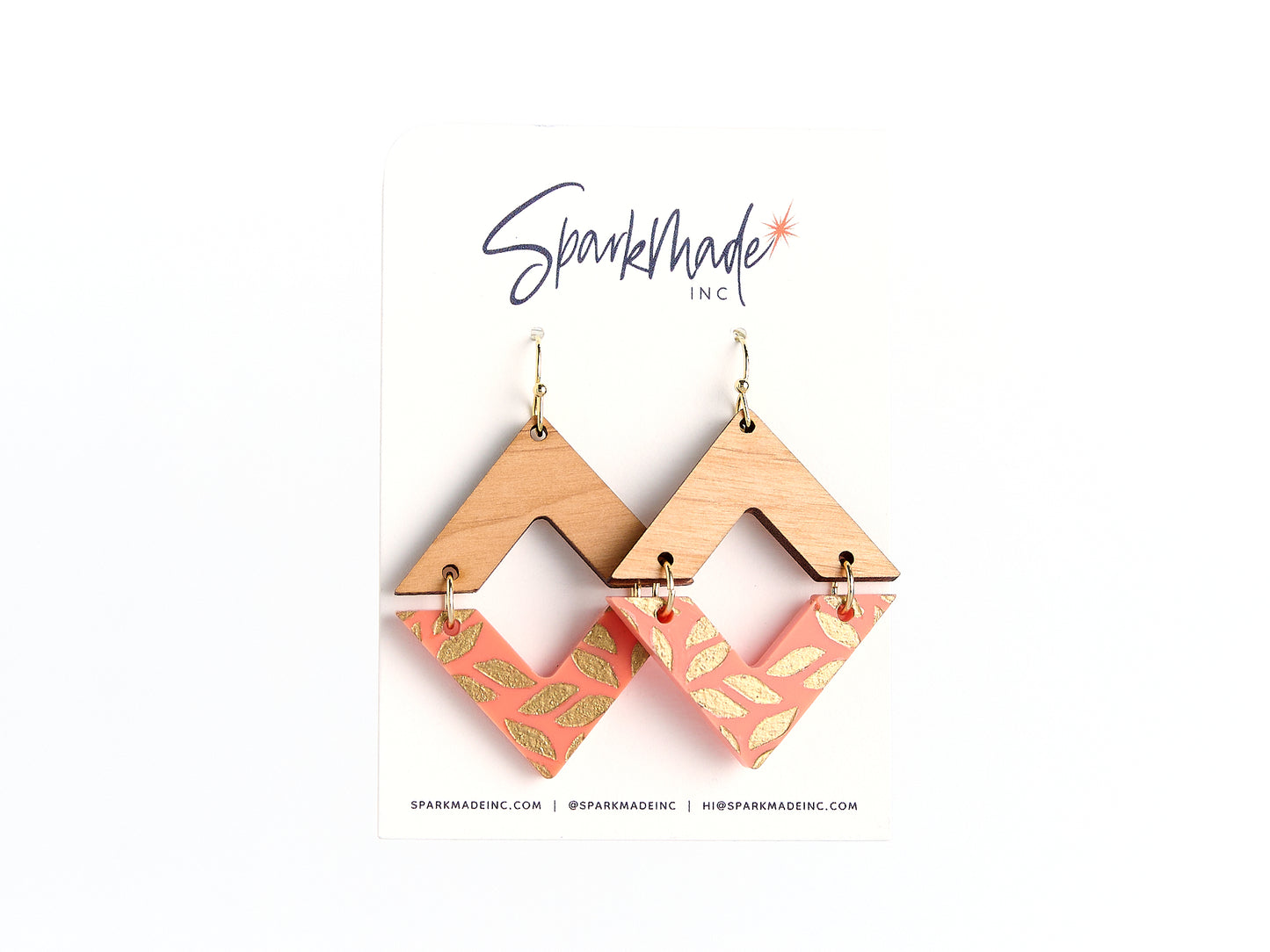 Golden Engraving Dangle Diamond Earrings - Orange