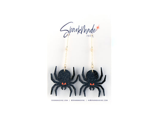 Halloween Hanging Spider Earrings
