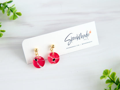 Hot Pink Circle UV Printed Earrings