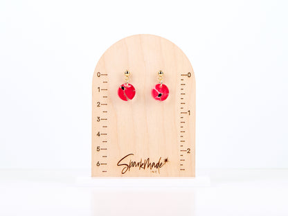 Hot Pink Circle UV Printed Earrings
