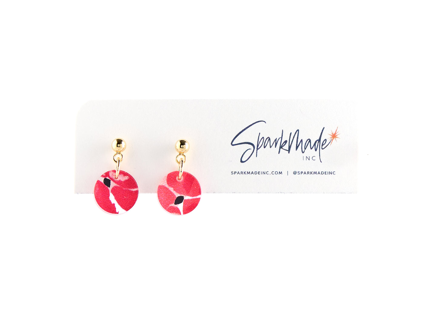 Hot Pink Circle UV Printed Earrings