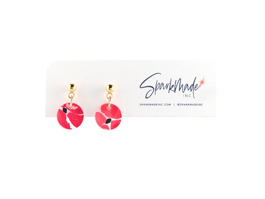 Hot Pink Circle UV Printed Earrings