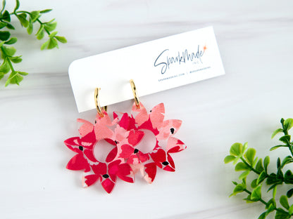 Hot Pink Flower UV Printed Earrings